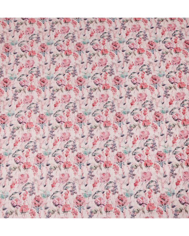 Off White Multi Color Floral Printed Cotton Voile Fabric 150 Cms Width Lightweight Soft Breathable Dress Material Made In India-D27868