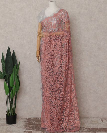 Pink French Chantilly Lace Saree | Regal
