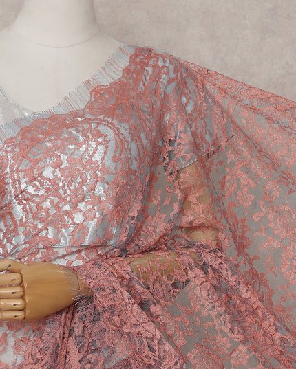 Pink French Chantilly Lace Saree | Regal