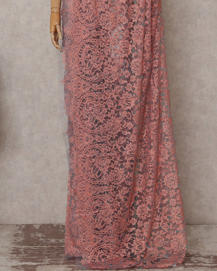 Pink French Chantilly Lace Saree | Regal