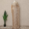Champagne Nude Premium French Metallic Chantilly Saree Lace Fabric 5.5 Meters Length 110 Cms Width Imported From France Elegant Designer Lace Blouse Not Included-D27365