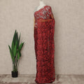 Ruby Red Premium French 2 Tone Chantilly Saree Lace With Stone Work Fabric 5.5 Meters Length 110 Cms Width Imported From France Elegant Designer Lace Blouse Not Included-D27367