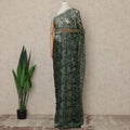 Emerald Green Premium French 2 Tone Chantilly Saree Lace With Stone Work Fabric 5.5 Meters Length 110 Cms Width Imported From France Elegant Designer Lace Blouse Not Included-D27370 Regal Fabrics