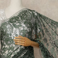 Emerald Green Premium French 2 Tone Chantilly Saree Lace With Stone Work Fabric 5.5 Meters Length 110 Cms Width Imported From France Elegant Designer Lace Blouse Not Included-D27370 Regal Fabrics