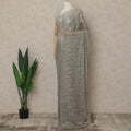 Steel Grey Gold Premium French Metallic Chantilly Lace Saree, 5.5 Mtrs Length, 110 Cms Width, Made in France-D27144
