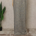 Steel Grey Gold Premium French Metallic Chantilly Lace Saree, 5.5 Mtrs Length, 110 Cms Width, Made in France-D27144