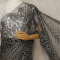 Black Antique Gold Premium French Metallic Chantilly Lace Saree, 5.5 Mtrs Length, 110 Cms Width, Made in France-D27139
