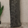 Black Antique Gold Premium French Metallic Chantilly Lace Saree, 5.5 Mtrs Length, 110 Cms Width, Made in France-D27139