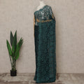 Deep Teal Blue Premium French 2-Tone Chantilly Lace Saree, 5.5 Mtrs Length, 110 Cms Width, Made in France-D27145