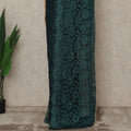 Deep Teal Blue Premium French 2-Tone Chantilly Lace Saree, 5.5 Mtrs Length, 110 Cms Width, Made in France-D27145