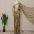 Antique Gold Premium French 2-Tone Chantilly Lace Saree, 5.5 Mtrs Length, 110 Cms Width, Made in France-D27149
