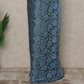 Steel Blue Premium French 2-Tone Chantilly Lace Saree, 5.5 Mtrs Length, 110 Cms Width, Made in France-D27148