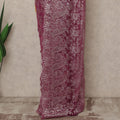 Wine Purple Premium French Metallic Chantilly Saree Lace Fabric 5.5 Meters Length 110 Cms Width Imported From France Elegant Designer Lace Blouse Not Included-D27364
