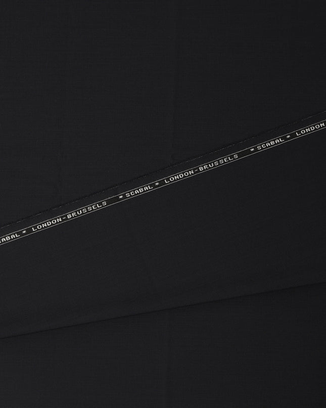 Jet Black Super 140 Merino Wool Suiting Fabric, 150 cm Width, 3.65 Mtrs Piece, Scabal Premium Cloth, Made In United Kingdom-D29197 Regal Fabrics