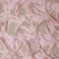 Blush Pink Gold Floral Metallic Lurex Premium Pure French Silk Chiffon Fabric Elegant Floral Woven Sheer Luxury Designer Fashion Fabric 110 Cms Width France Origin-D28512 - Regal Fabrics