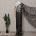 Charcoal Black Chantilly Lace Saree - D31631