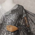 Charcoal Black Chantilly Lace Saree - D31631