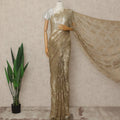 Metallic Browinsh Gold Premium French Metallic Chantilly Saree Lace Fabric 5.5 Mtrs Length 110 Cms Width Floral Designer Net Drape Material Made In France, Blouse Not Included-D28091 - Regal Fabrics