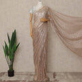 Rose Gold Premium French Metallic Chantilly Saree Lace 5.5 Mtrs Length 110 Cms Width Designer Net Fabric Made In France, Blouse Not Included-D28129