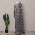 Slate Grey Chantilly Lace Saree - D31664