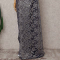Slate Grey Chantilly Lace Saree - D31664