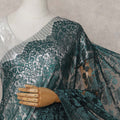 Silver to Emerald Green Ombre Ombre Chantilly Saree - D31681
