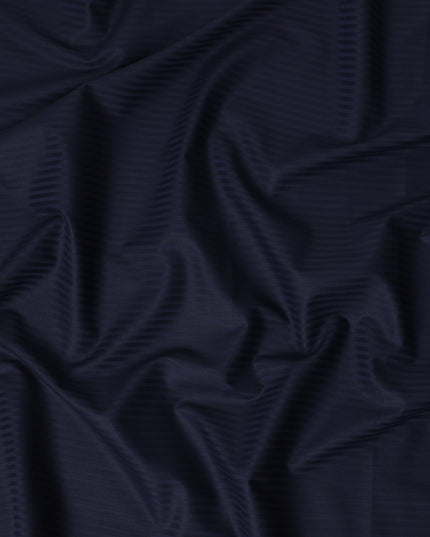 Navy Blue Solid Textured Premium Italian 100% Cotton Shirting Fabric Smooth Woven Diagonal Weave Luxury Apparel Material 150 Cms Width Made in Italy-D27432
