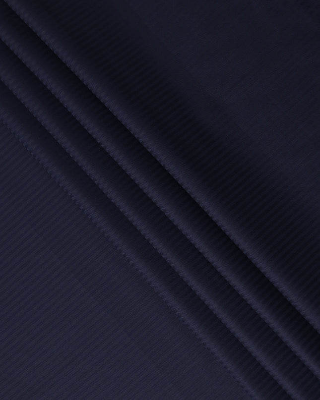 Navy Blue Solid Textured Premium Italian 100% Cotton Shirting Fabric Smooth Woven Diagonal Weave Luxury Apparel Material 150 Cms Width Made in Italy-D27432
