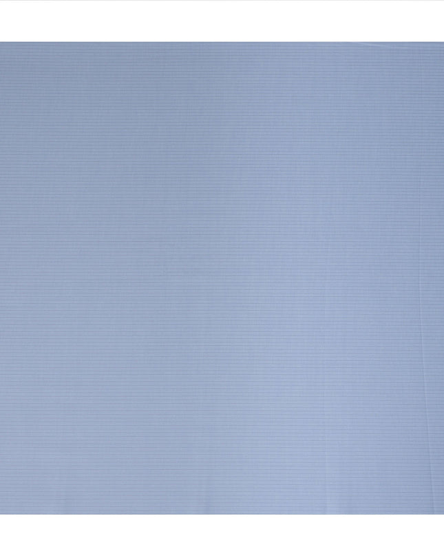Light Blue Pinstriped Premium Italian 100% Cotton Shirting Fabric Smooth Woven Fine Stripe Texture Luxury Apparel Material 150 Cms Width Made in Italy-D27431