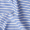 Light Blue White Striped Premium Italian 100% Cotton Shirting Fabric Fine Linear Design Smooth Woven Luxury Apparel Material 150 Cms Width Made in Italy-D27435