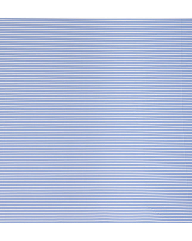 Light Blue White Striped Premium Italian 100% Cotton Shirting Fabric Fine Linear Design Smooth Woven Luxury Apparel Material 150 Cms Width Made in Italy-D27435