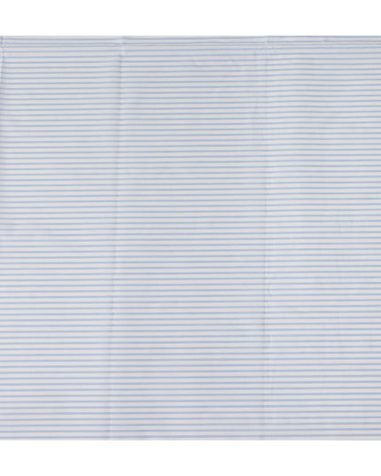 Light Blue Fine Stripe Premium Italian Blended Cotton Shirting Fabric Micro Striped Woven Design Soft Breathable Luxury Shirt Tailoring Material 150 Cms Width Italy Origin-D28507 - Regal Fabrics