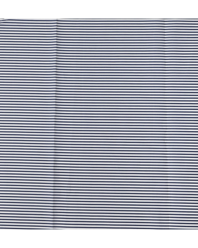 White Navy Blue Fine Stripe Premium Italian Blended Cotton Shirting Fabric Micro Striped Woven Design Soft Breathable Luxury Shirt Tailoring Material 150 Cms Width Italy Origin-D28506
