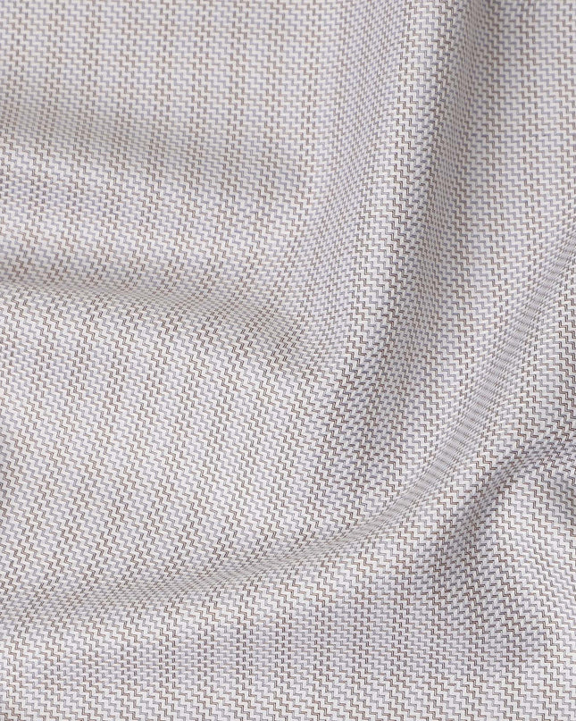 Light Grey Micro Textured Premium Italian Blended Cotton Shirting Fabric Subtle Woven Pattern Soft Breathable Luxury Shirt Tailoring Material 150 Cms Width Italy Origin-D28504