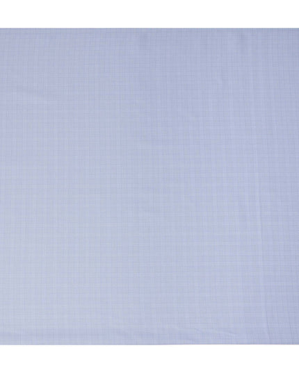 Light Blue Micro Check Textured Premium Italian Blended Cotton Shirting Fabric Subtle Woven Pattern Soft Breathable Luxury Shirt Tailoring Material 150 Cms Width Italy Origin-D28503