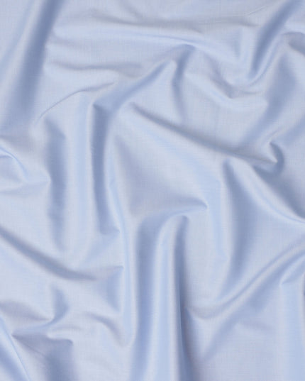 Light Blue Solid Plain Premium Italian Blended Cotton Shirting Fabric Soft Breathable Smooth Lightweight Shirt Tailoring Material 150 Cms Width Italy Origin-D28498