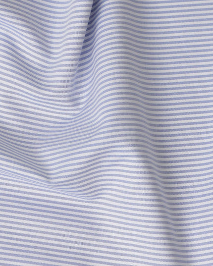 Light Blue Fine Stripe Premium Italian Blended Cotton Shirting Fabric Micro Striped Woven Design Soft Breathable Luxury Shirt Tailoring Material 150 Cms Width Italy Origin-D28505 - Regal Fabrics