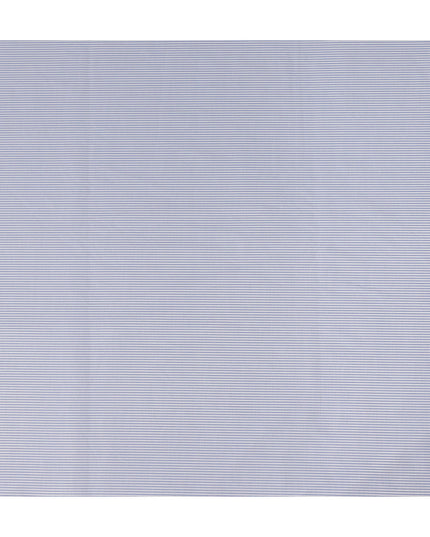 Light Blue Fine Stripe Premium Italian Blended Cotton Shirting Fabric Micro Striped Woven Design Soft Breathable Luxury Shirt Tailoring Material 150 Cms Width Italy Origin-D28505 - Regal Fabrics