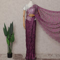 Orchid Magenta Floral French Chantilly Lace Saree