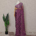 Orchid Magenta Floral French Chantilly Lace Saree