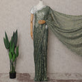 Olive Gold Paisley French Chantilly Lace Saree