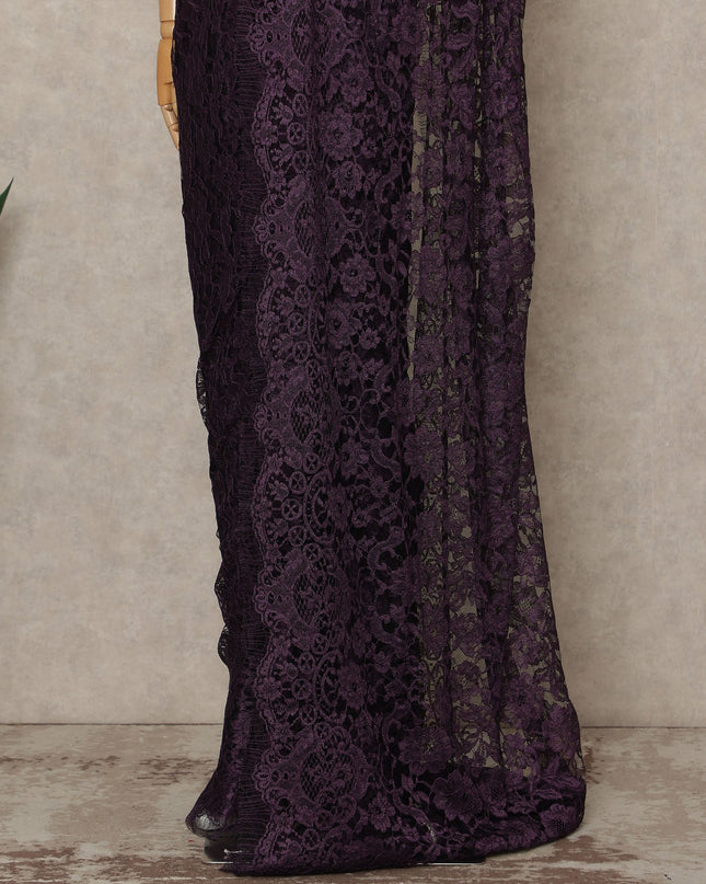 Purple Premium French Two Tone Chantilly Saree Lace 5.5 Mtrs Width 110 Cms France-D27349 Regal Fabrics