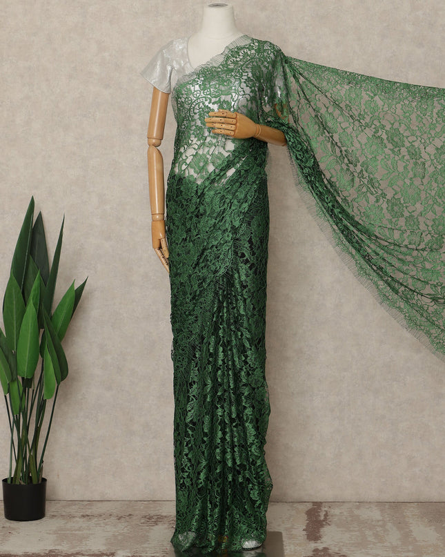 Green Premium French Two Tone Chantilly Saree Lace 5.5 Mtrs Width 110 Cms France-D27346 Regal Fabrics