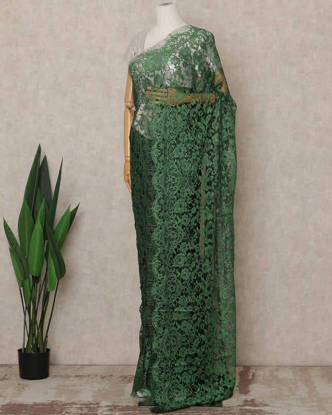 Green Premium French Two Tone Chantilly Saree Lace 5.5 Mtrs Width 110 Cms France-D27346 Regal Fabrics