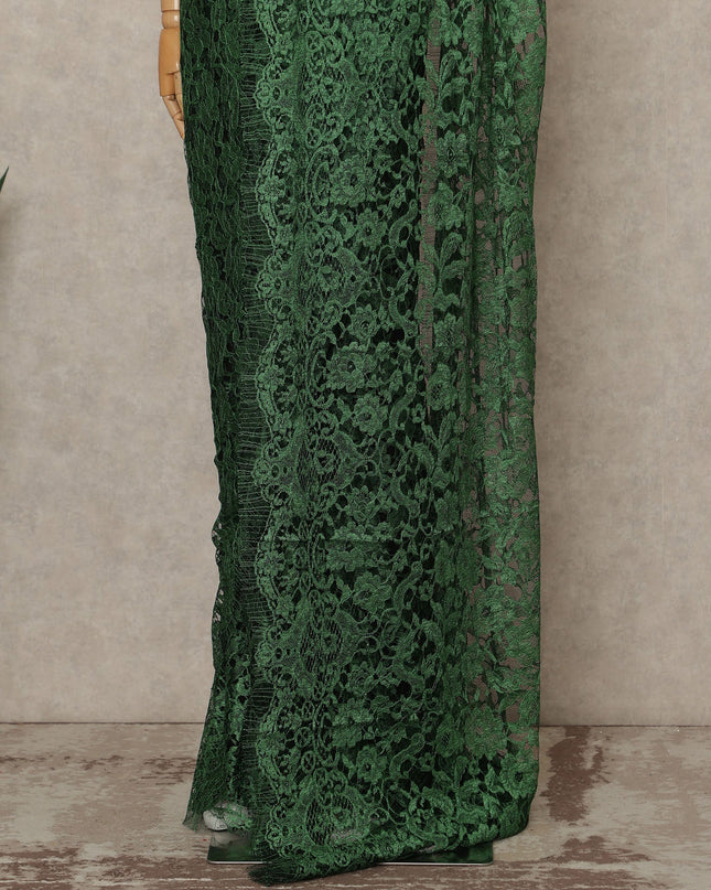 Green Premium French Two Tone Chantilly Saree Lace 5.5 Mtrs Width 110 Cms France-D27346 Regal Fabrics
