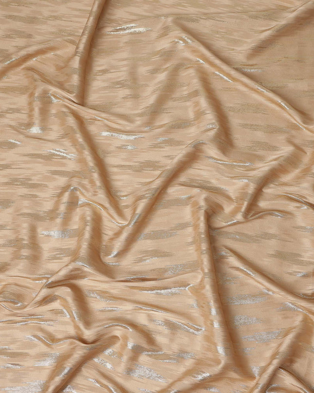 Champagne Beige Abstract Textured Synthetic Chiffon Fabric 140 Cms Made In India-D27412