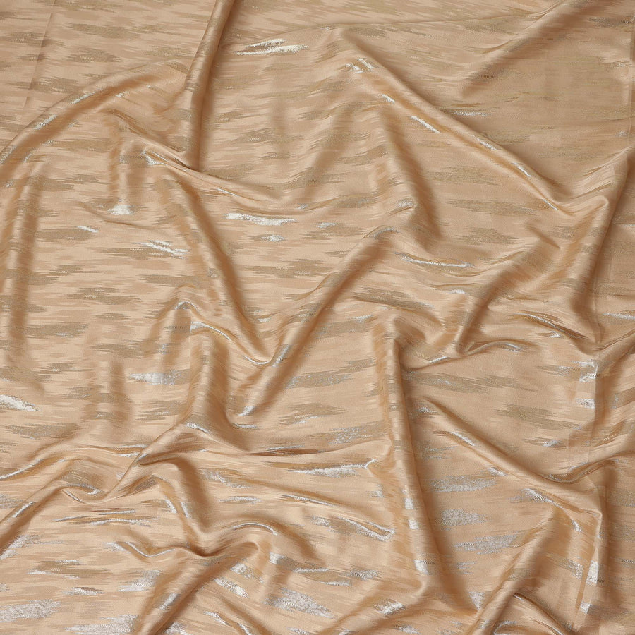 Champagne Beige Abstract Textured Synthetic Chiffon Fabric 140 Cms Made In India-D27412