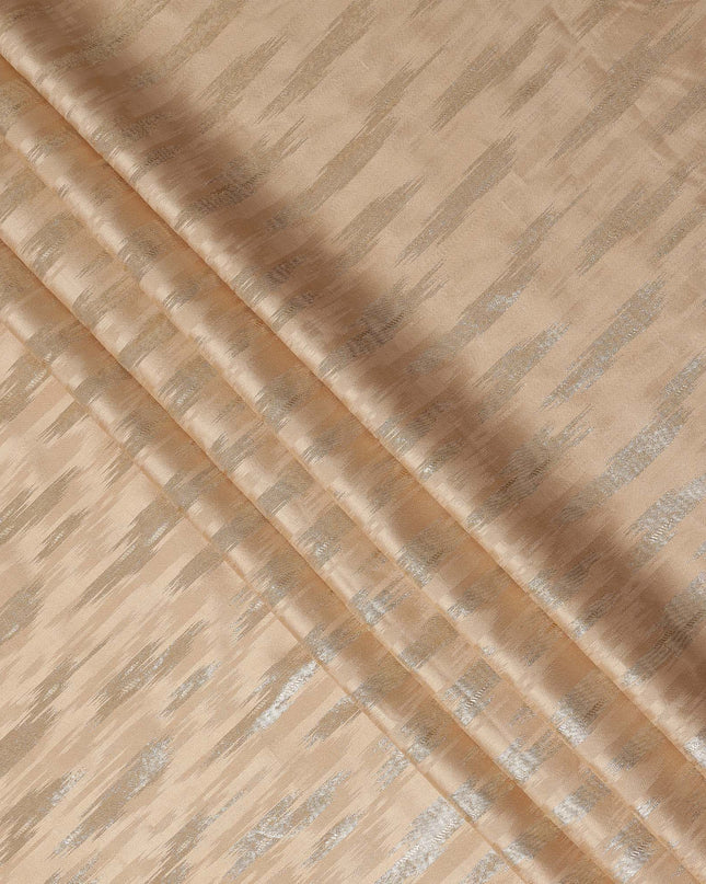 Champagne Beige Abstract Textured Synthetic Chiffon Fabric 140 Cms Made In India-D27412