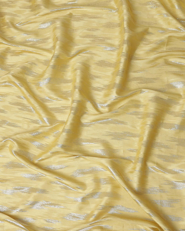 Lemon Yellow Abstract Textured Synthetic Chiffon Fabric 140 Cms Made In India-D27410