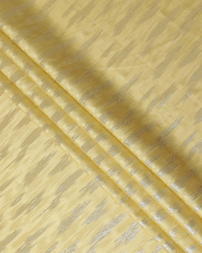 Lemon Yellow Abstract Textured Synthetic Chiffon Fabric 140 Cms Made In India-D27410